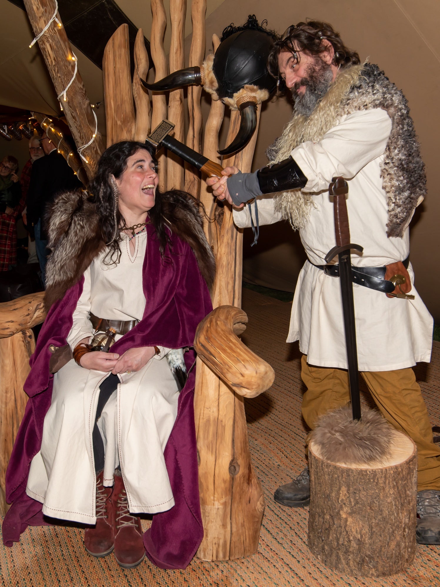 Traditional wooden throne for historical events