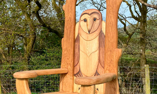 oak carved owl throne