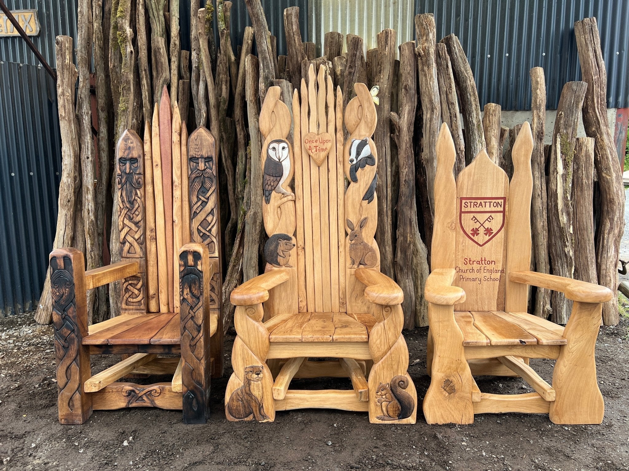 set of three bespoke storytelling chairs for schools