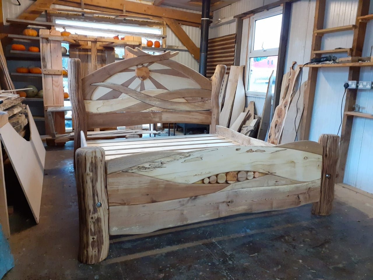Curved oak sunrise bed