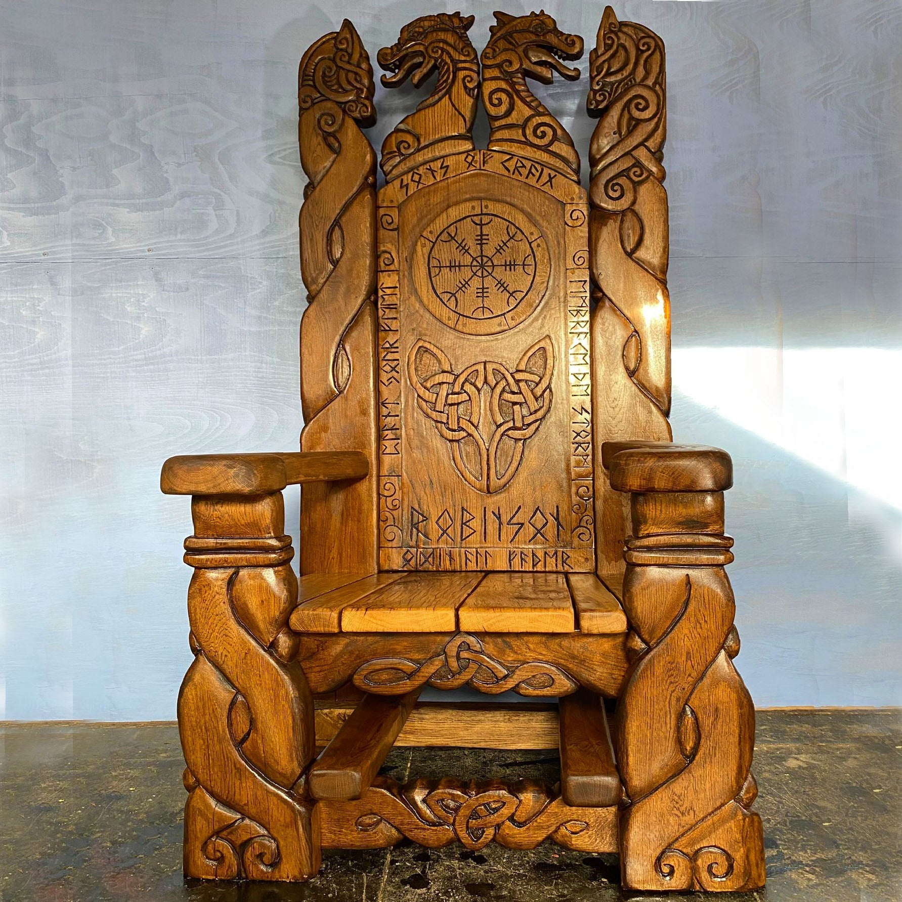 Celtic Knotwork Viking Throne Chair - FreeRangeDesigns