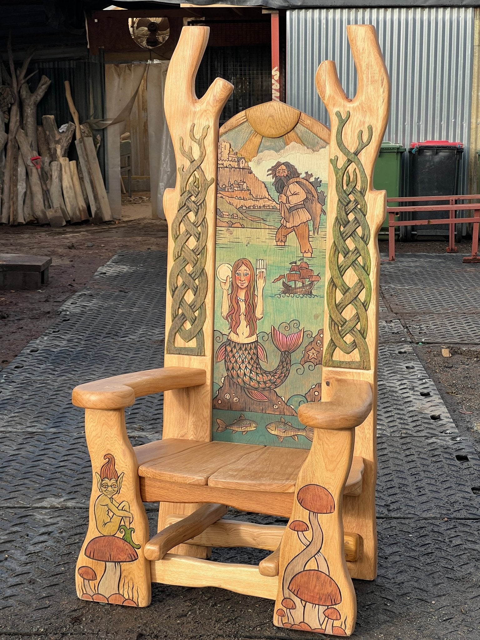 custom made wooden storytelling chair outdoor library garden