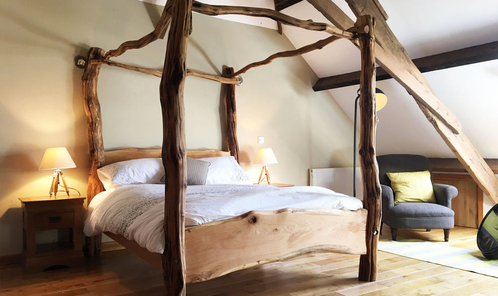 rustic four poster bed