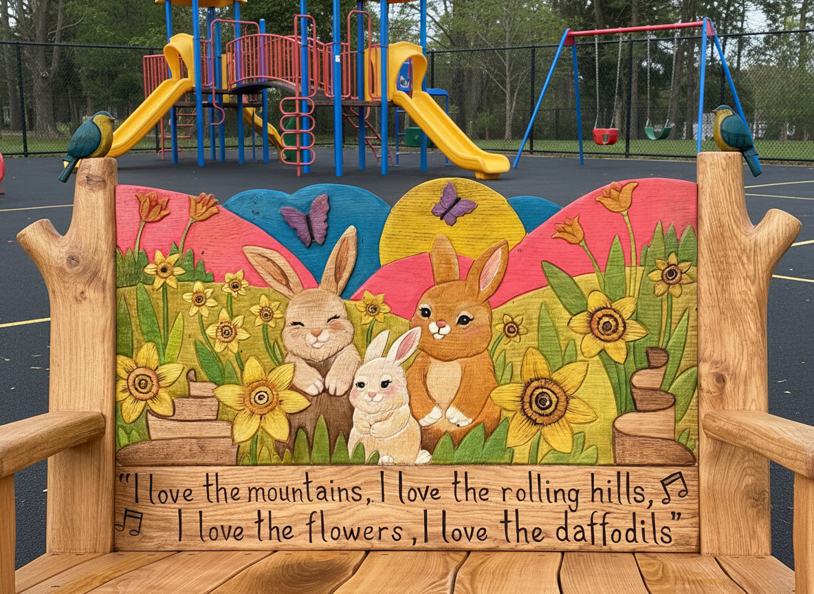 school memorial bench for pupil called lyra who died