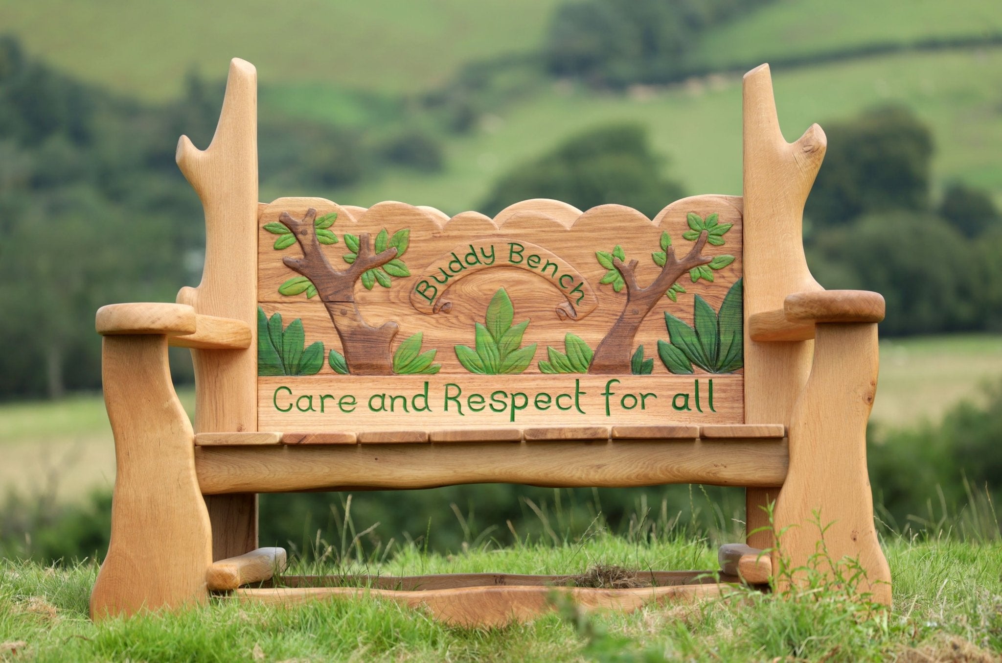 wooden buddy bench used in school playgrounds
