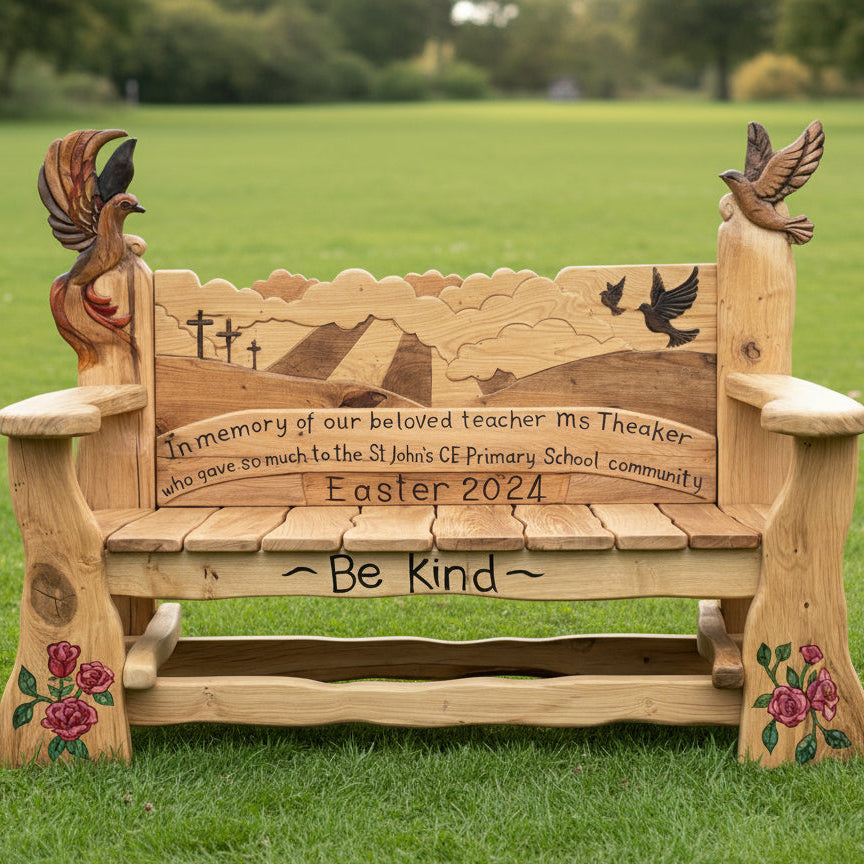 personalised school memorial bench hand carved