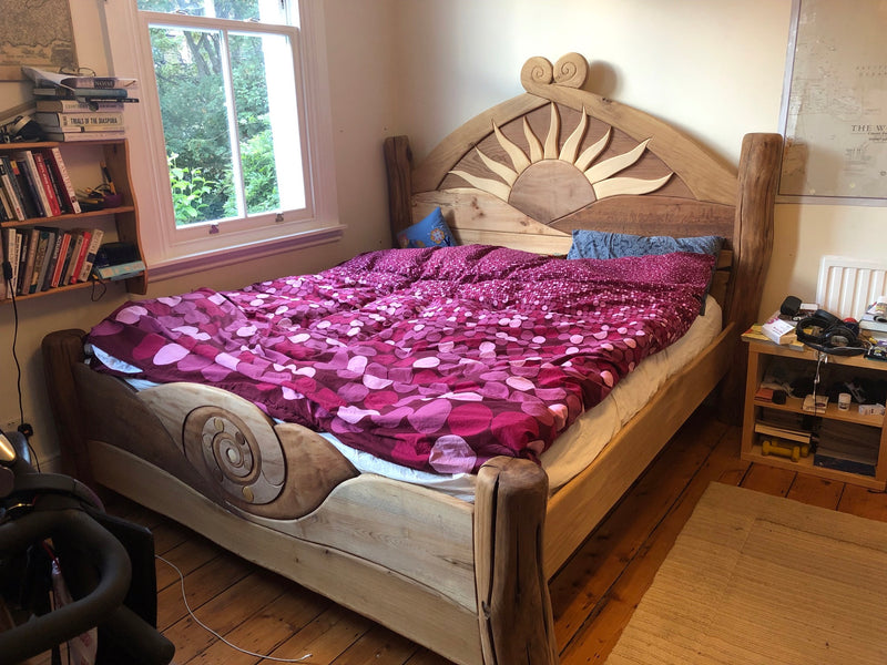 hand made solid oak bed