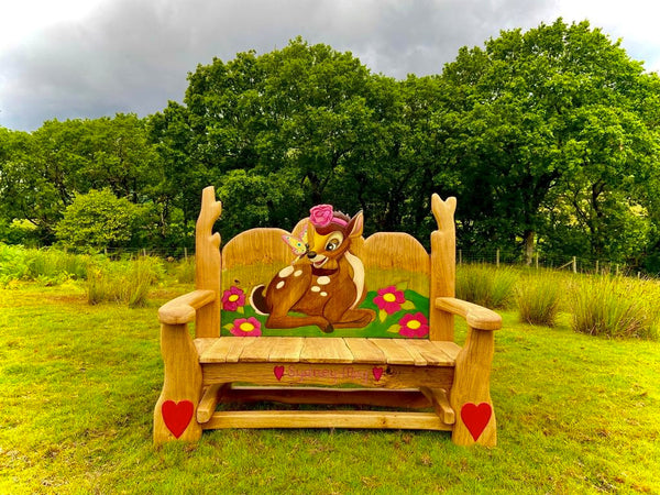 Fairytale outdoor wooden bench 