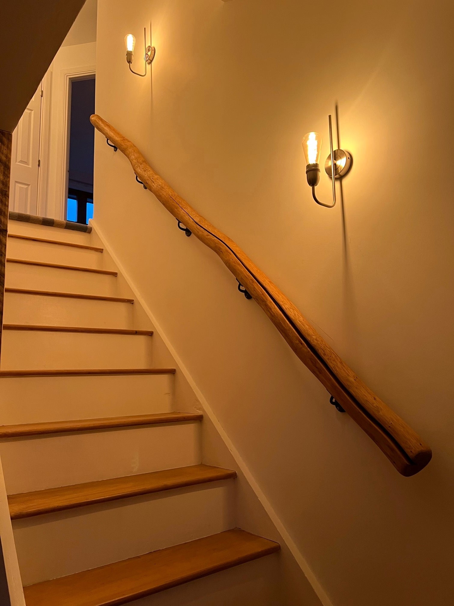 Solid oak driftwood banister 