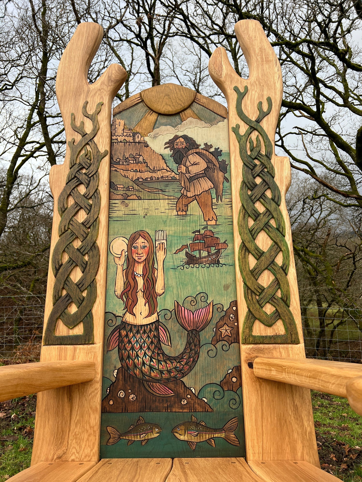 Carved Folktales on Storytelling Chair