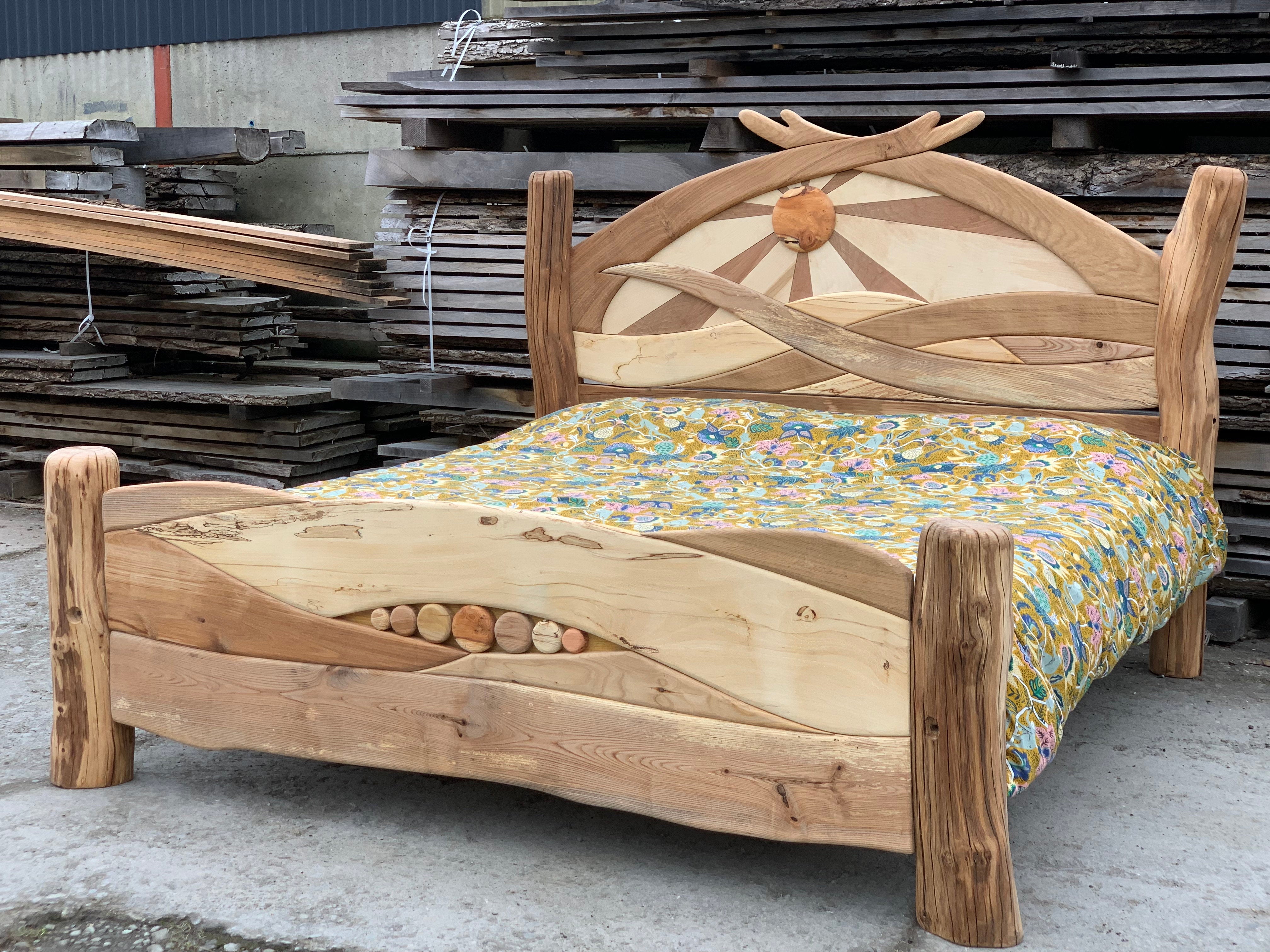 Chunky Wooden Beds in workshop