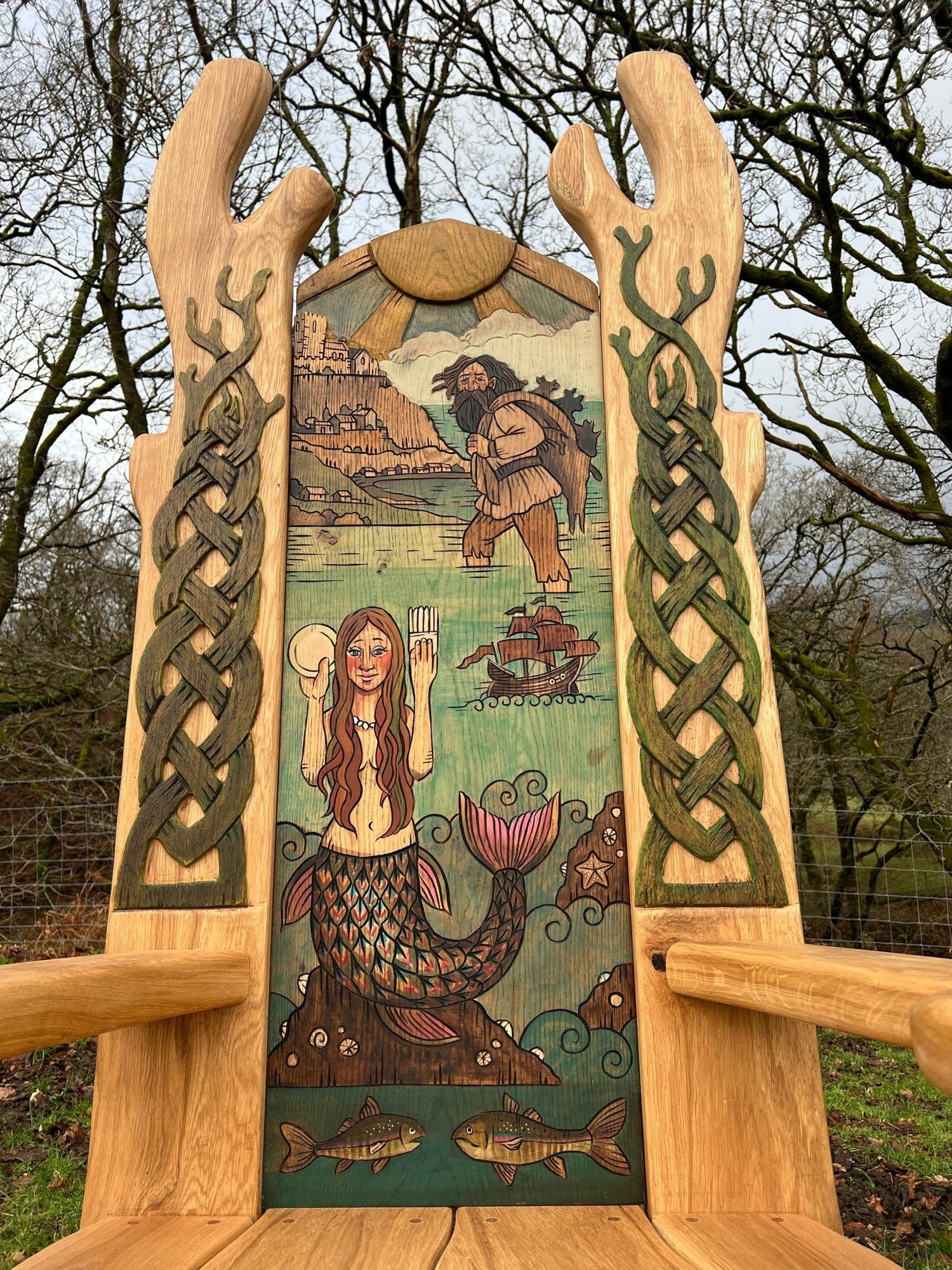 Carved Folktales on Storytelling Chair