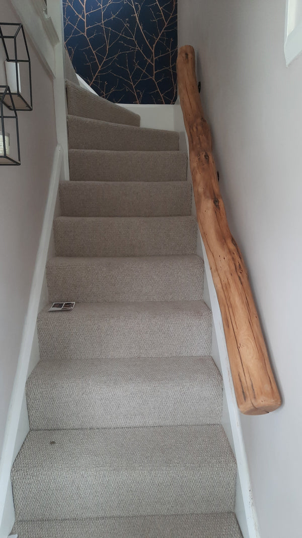 Natural, driftwood, solid oak stair bannister 