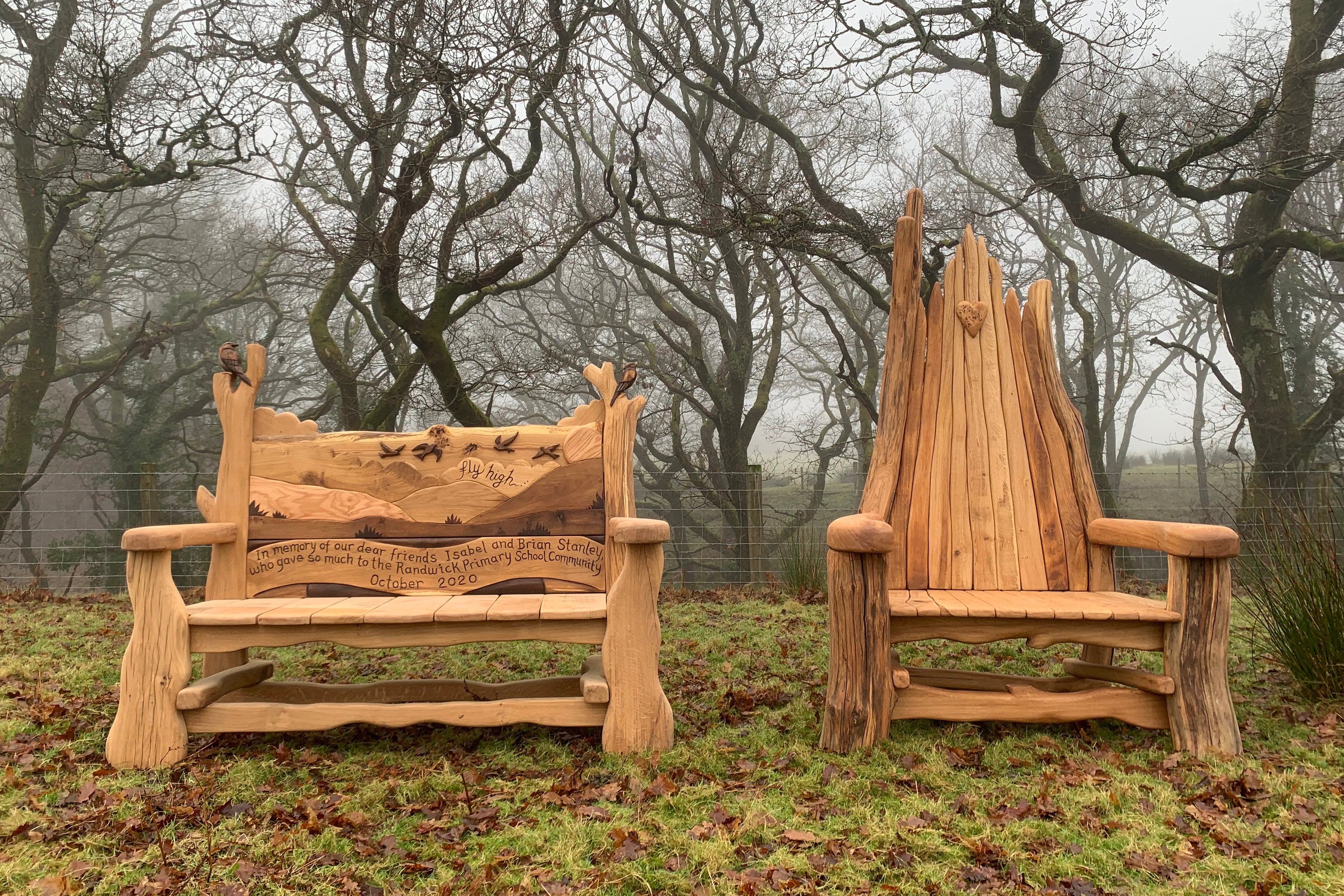 handmade wooden memorial bench