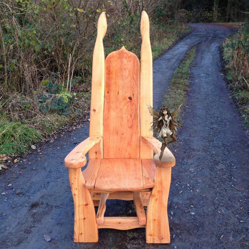 Carved oak pixie chair — handmade bespoke storytelling throne for schools, Wales