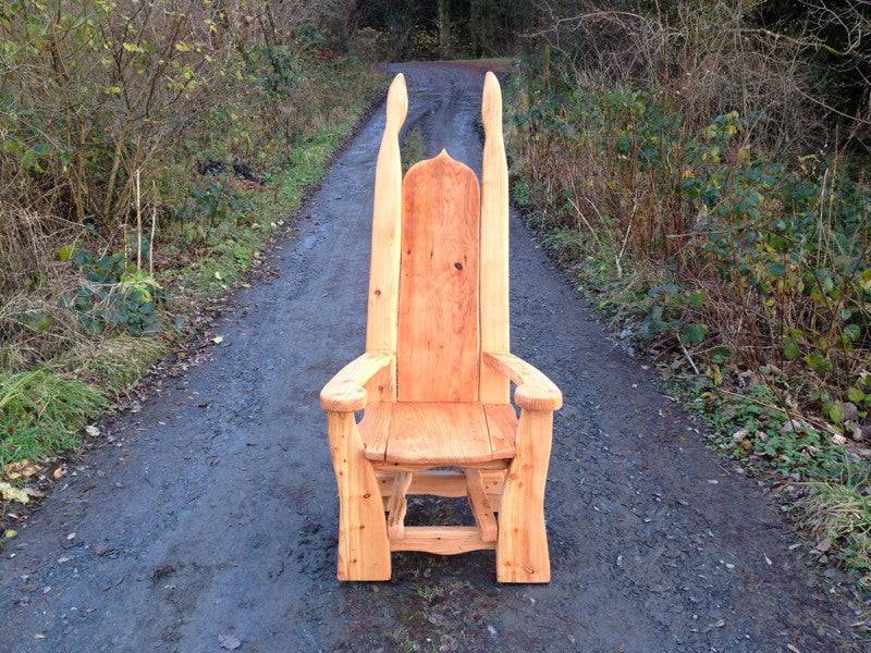 Handmade oak woodland pixie storytelling chair — bespoke reading throne for schools, Wales