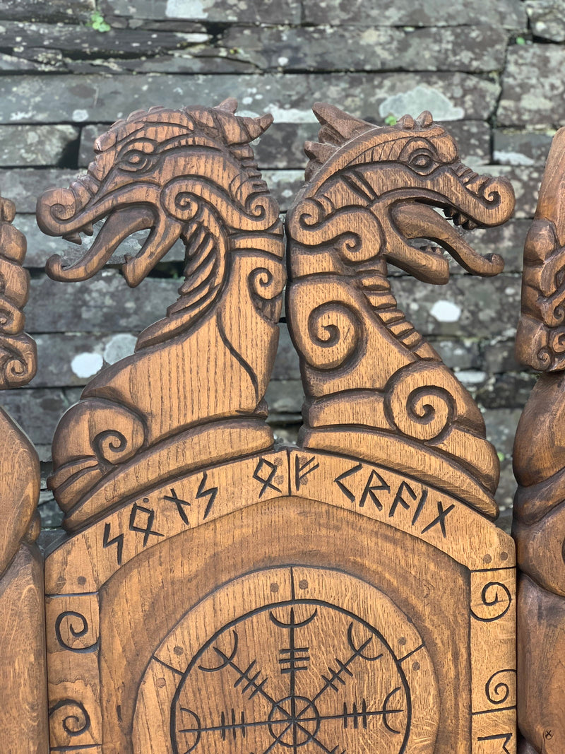 oak viking celtic runes chair