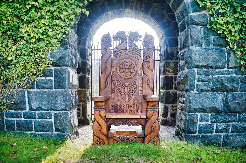 wooden celtic chair