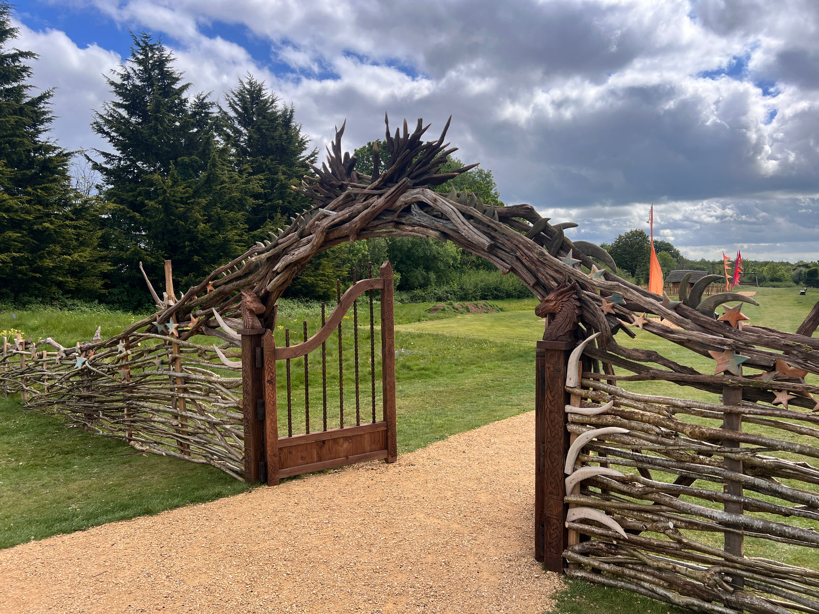 Dragon Trail Archway & Gate | Hand-Carved Celtic Knotwork