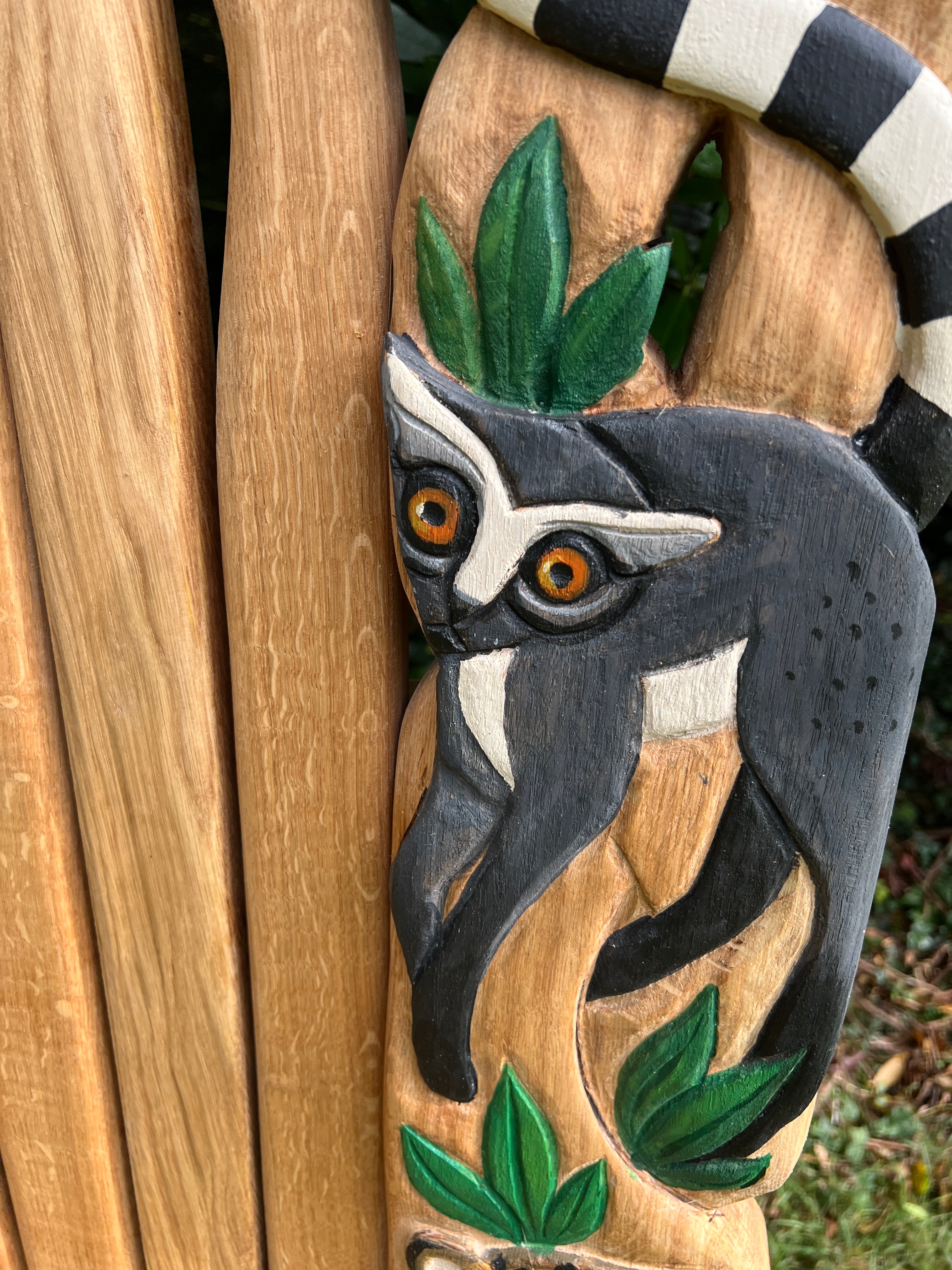 Lemur carving detail on Amazon Adventure Chair