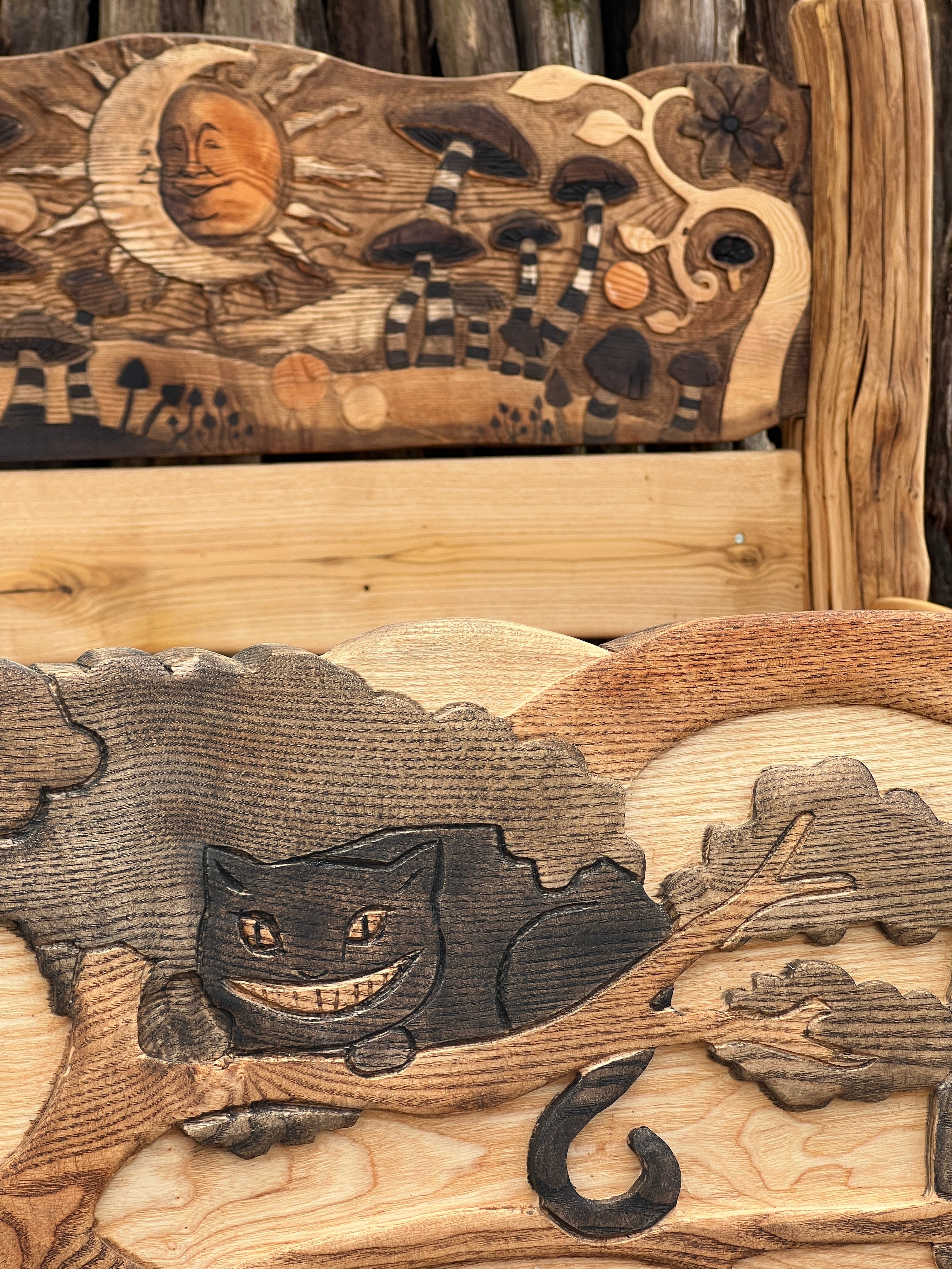 Hand-Carved Alice in Wonderland Bed – Solid Wood Fantasy Bed Frame