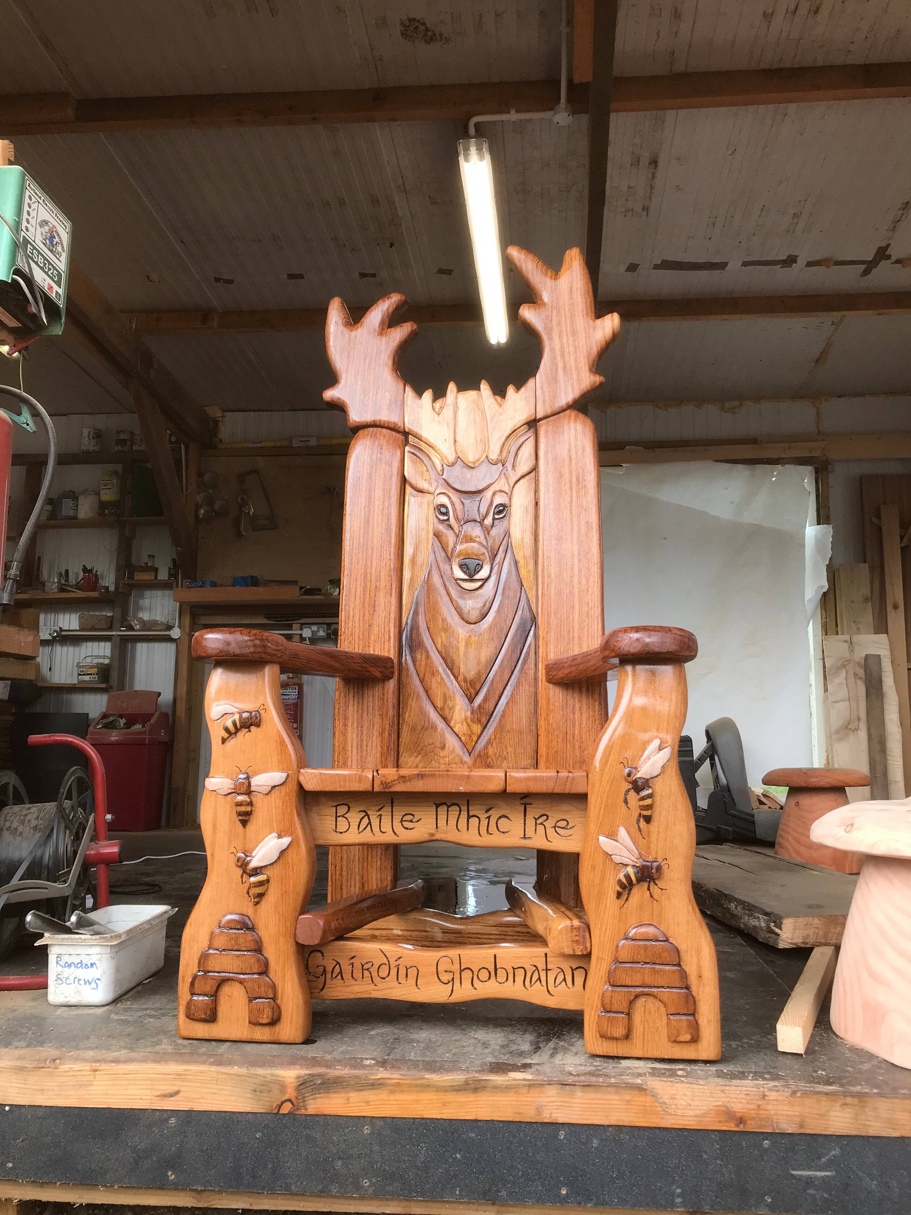 Stag Storytelling Chair in workshop