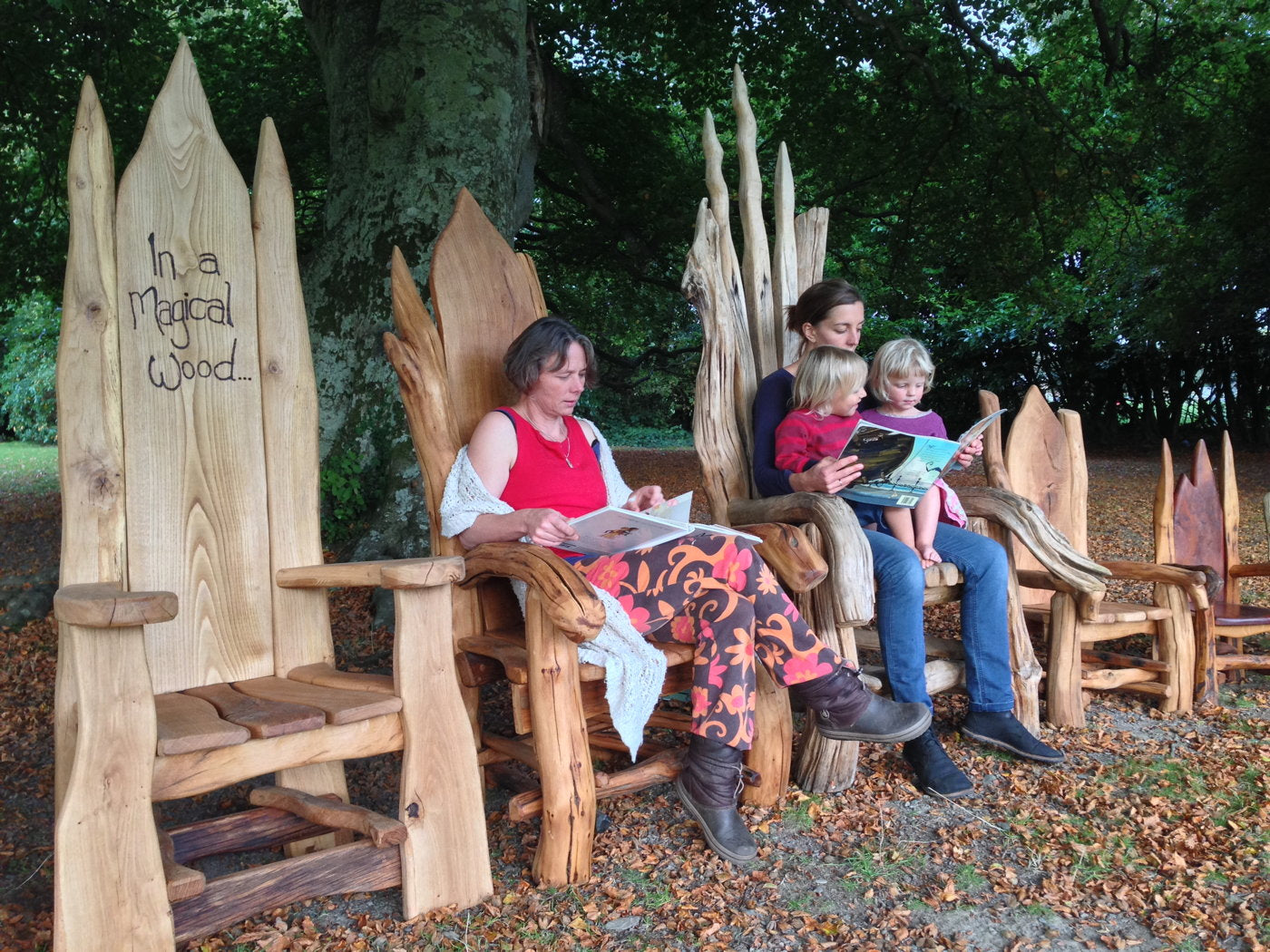 Collection of our range of storytelling chairs for schools with kids reading