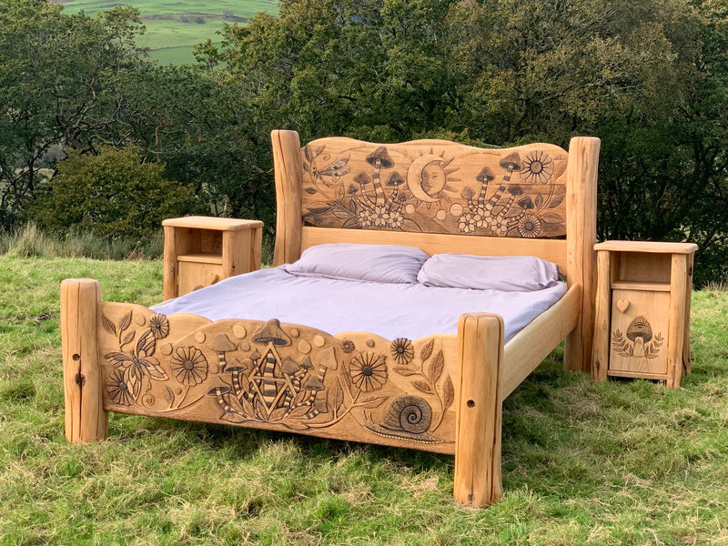 Traditional wooden bed craftsmanship
