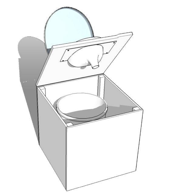 Croquis de toilettes à compostage avec déviateur d'urine