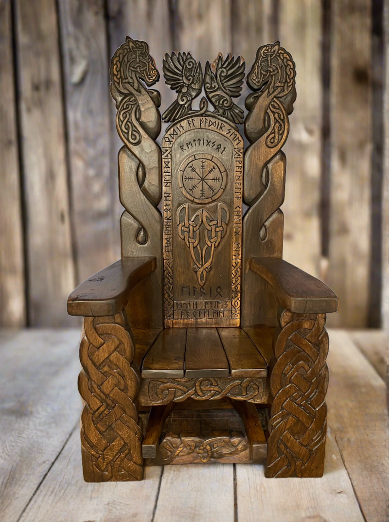 Carved Viking Throne