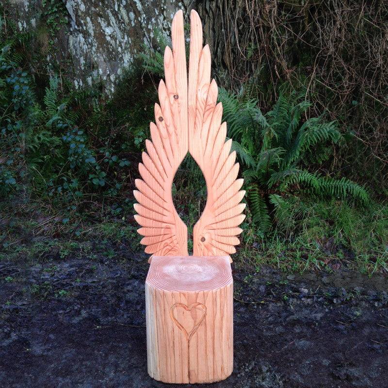 Fairytale fantasy carved oak angel chair — storytelling throne, handmade in Wales