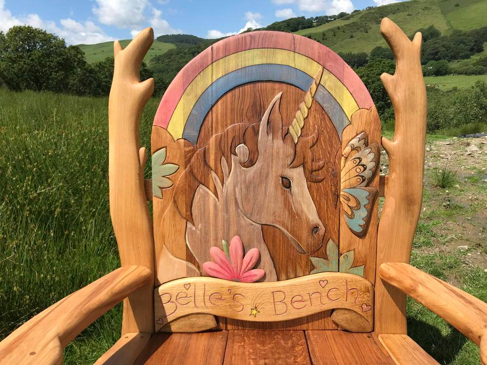 memorial unicorn bench