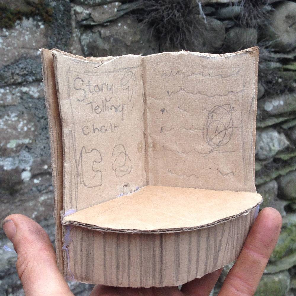 Giant wooden book storytelling chair — handcrafted school furniture, Mid Wales