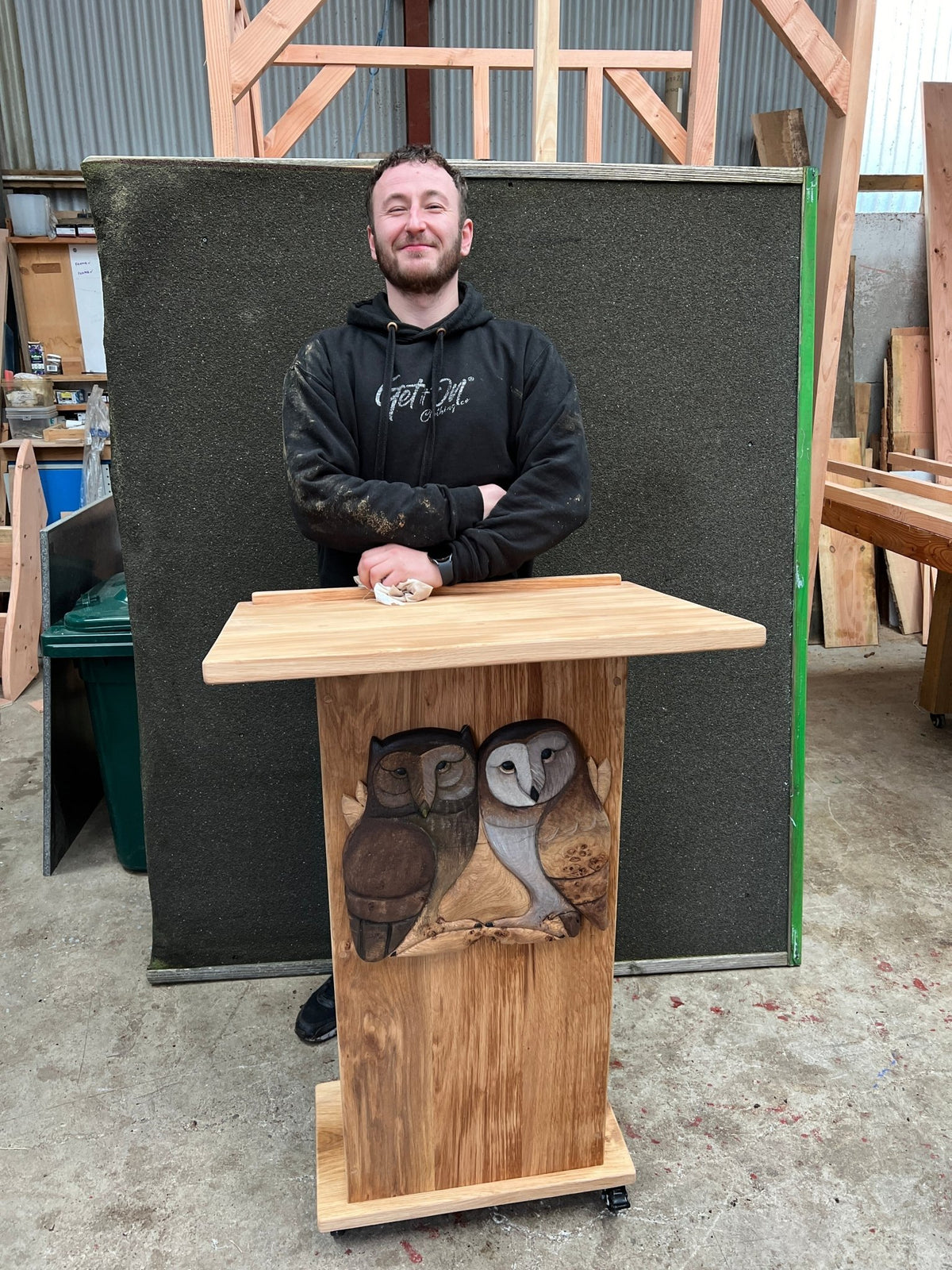 Small Custom Lectern Handmade Reading Lectern | Carved Oak | Free Range Designs