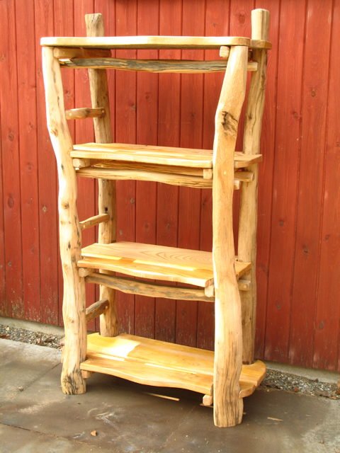 Handmade oak bone shelving with organic curves — bespoke natural wood furniture, Wales