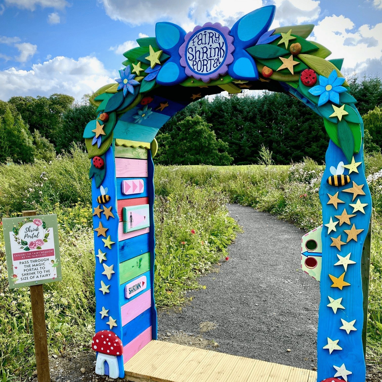 Handmade carved oak archway for garden visitors centre — bespoke, Wales
