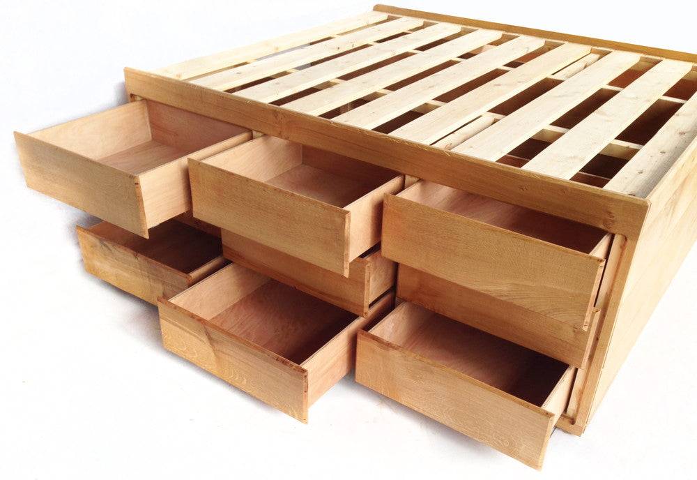 Oak cabin storage bed with drawer storage — handcrafted bespoke bed frame, Wales