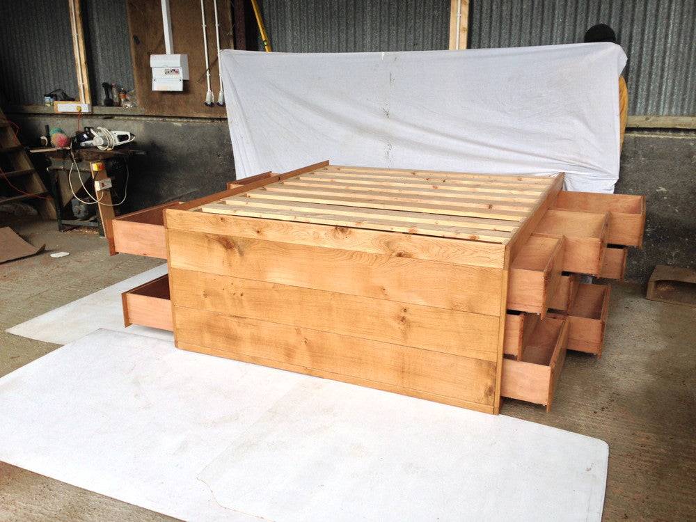 Cabin storage bed built from solid oak — bespoke handmade bedroom furniture, Wales