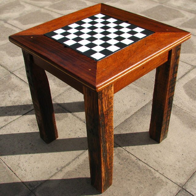 Handmade solid oak chess and backgammon table — bespoke game table, Wales