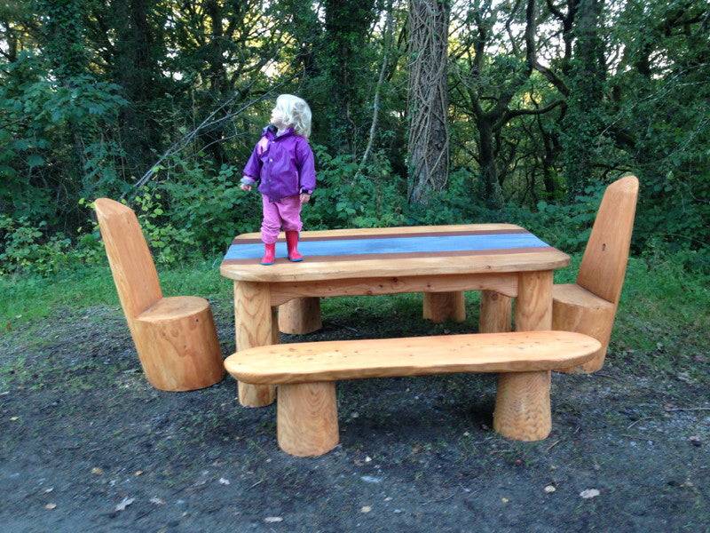Chunky handmade solid oak dining room table — bespoke, Mid Wales