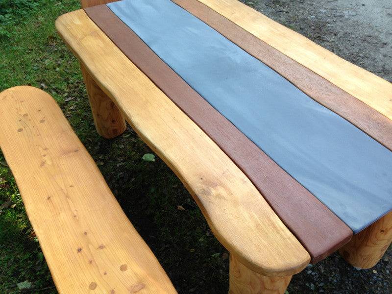 Handmade wooden chunky outdoor dining table — solid oak, bespoke, Wales