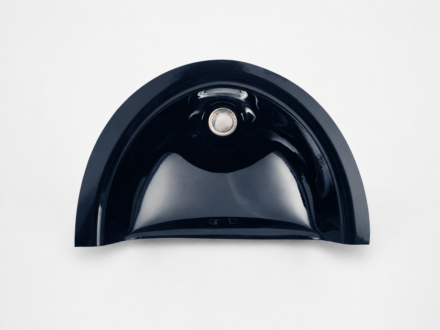 Compact urine diverter angled view – black – made in Wales