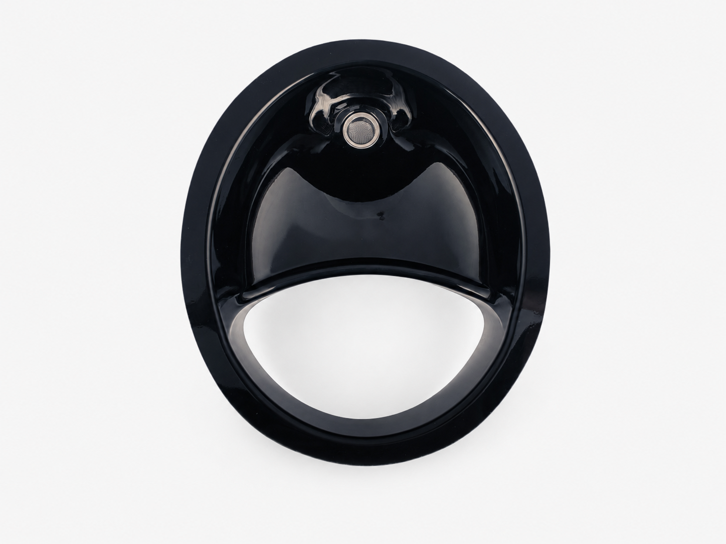 Complete urine diverter angled view – black – made in Wales