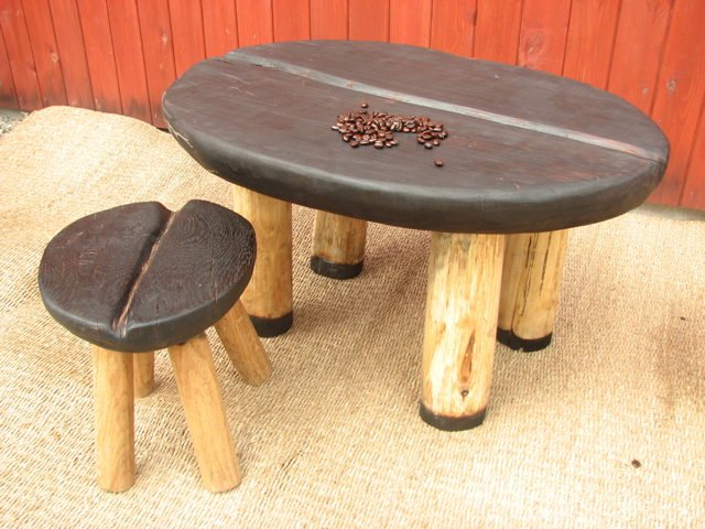 Handmade black coffee bean-shaped coffee table — unique designer furniture, Wales