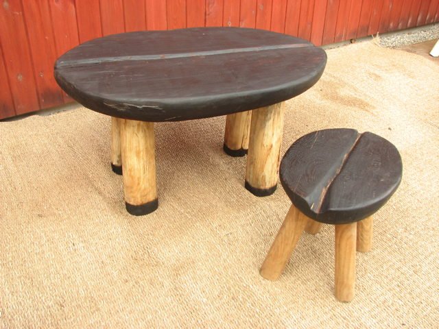Handmade coffee bean coffee table with chair — unique designer furniture, Wales