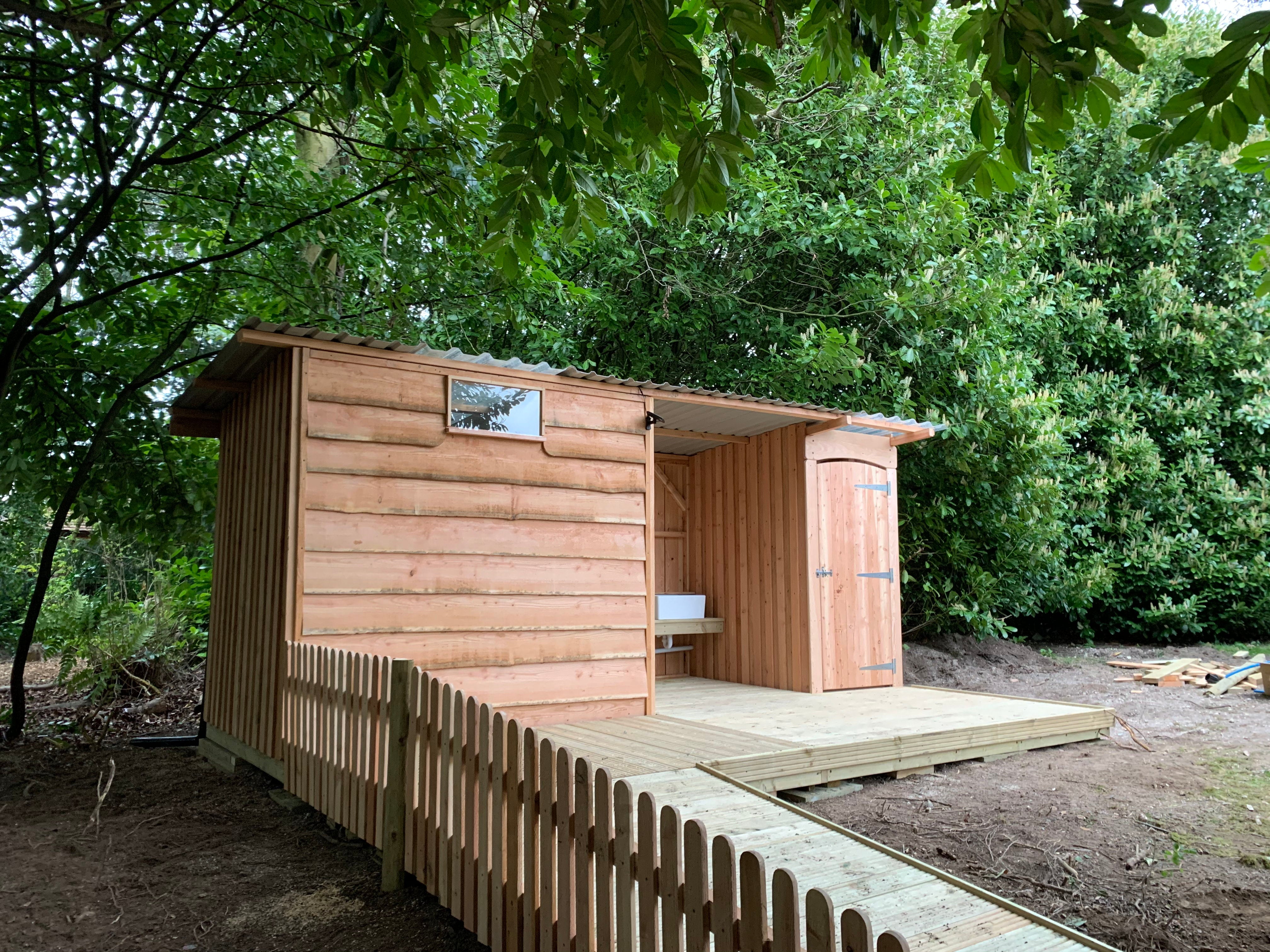 Installation of our twin compost toilet with disabled access and wheelchair friendly ramp