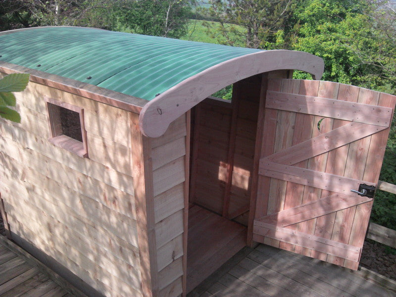 Top view of compost toilet with open door