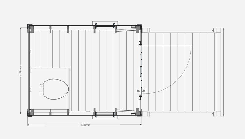 Floor plan of compost toilet with ramp