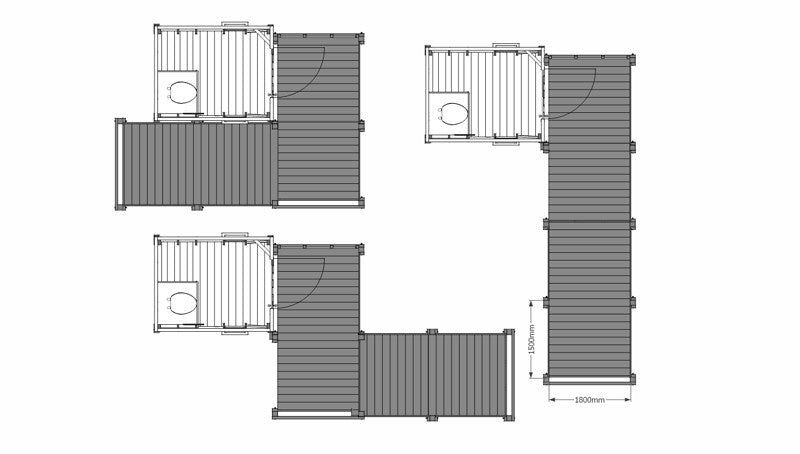 Multiple layout designs for compost toilets with ramps