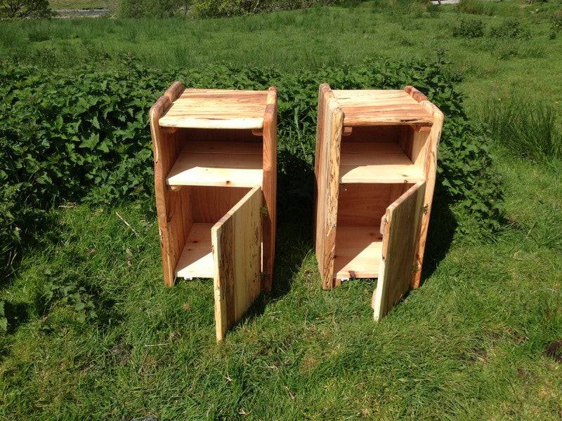 Rustic handmade driftwood bedside table — natural wood bedroom furniture, Wales